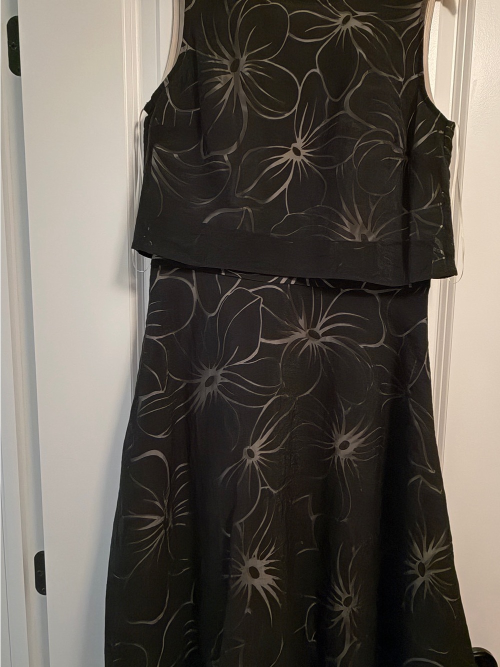 Sleeveless Black Floral Midi Dress - Refined Layered Silhouette